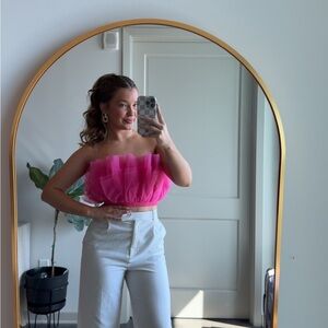 Pink Ruffled Strapless Top